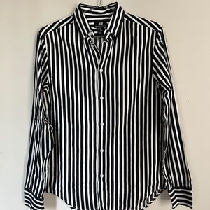 Black and White Striped H&M Button Down Shirt